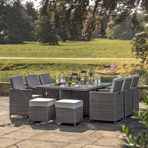Roslyn 10 Seater Outdoor Cube Dining Set - Grey Outdoor Furniture Sets Hickory Furniture Hickory Furniture Co.