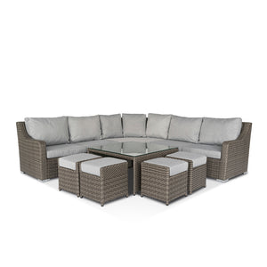 Sabor Large Corner Sofa, Coffee Table &amp; 4 Stools - Grey Outdoor Furniture Sets Home Junction Hickory Furniture Co.