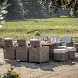 Roslyn 10 Seater Outdoor Cube Dining Set - Natural Outdoor Furniture Sets Hickory Furniture Hickory Furniture Co.