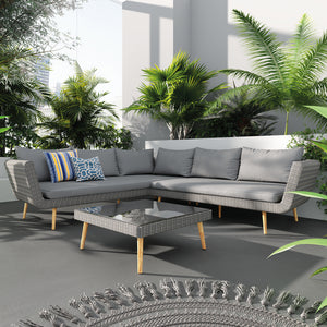 Parma Corner Sofa with Stool/Table - Grey Rattan Outdoor Furniture Sets Home Junction Hickory Furniture Co.