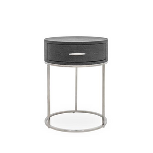 Azure Luxury Round Bedside Table Faux Shagreen Bedside Cabinet Hickory Furniture Co. Hickory Furniture Co.